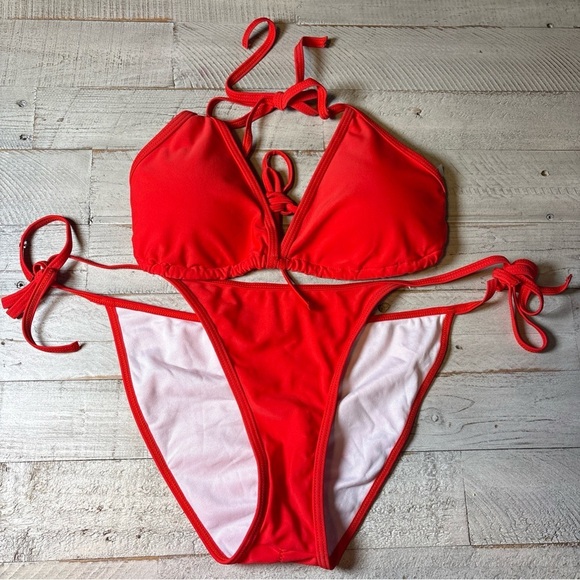 Suvimuga Classic String Bikini 2 Pc Swimsuit Womens Size Large Red NWT - Picture 12 of 14
